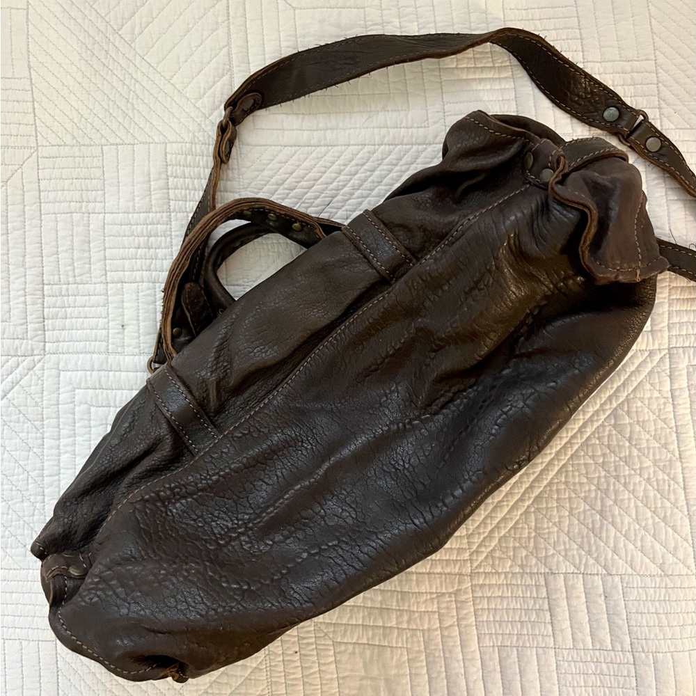 ABACO PARIS pebbled leather satchel crossbody bag cargo utility Y2K era - Picture 17 of 17
